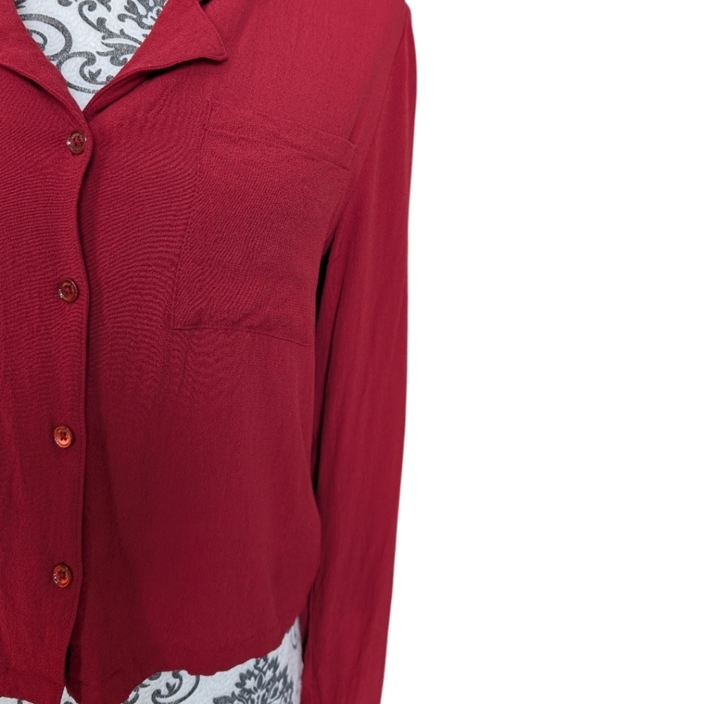 Aritzia Wilfred Free Blouse Women XS Red Button Down - Picture 6 of 11